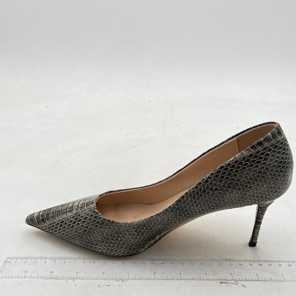 YDN Grey Snake Print High Heel Pumps Pointed Toe Dress Shoes for Office Lady - Picture 2 of 8